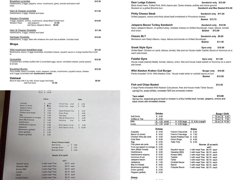 K&M burgers and more Menu