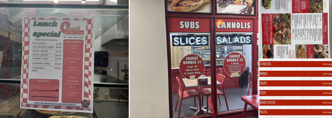 Cannoli Kitchen Pizza Menu