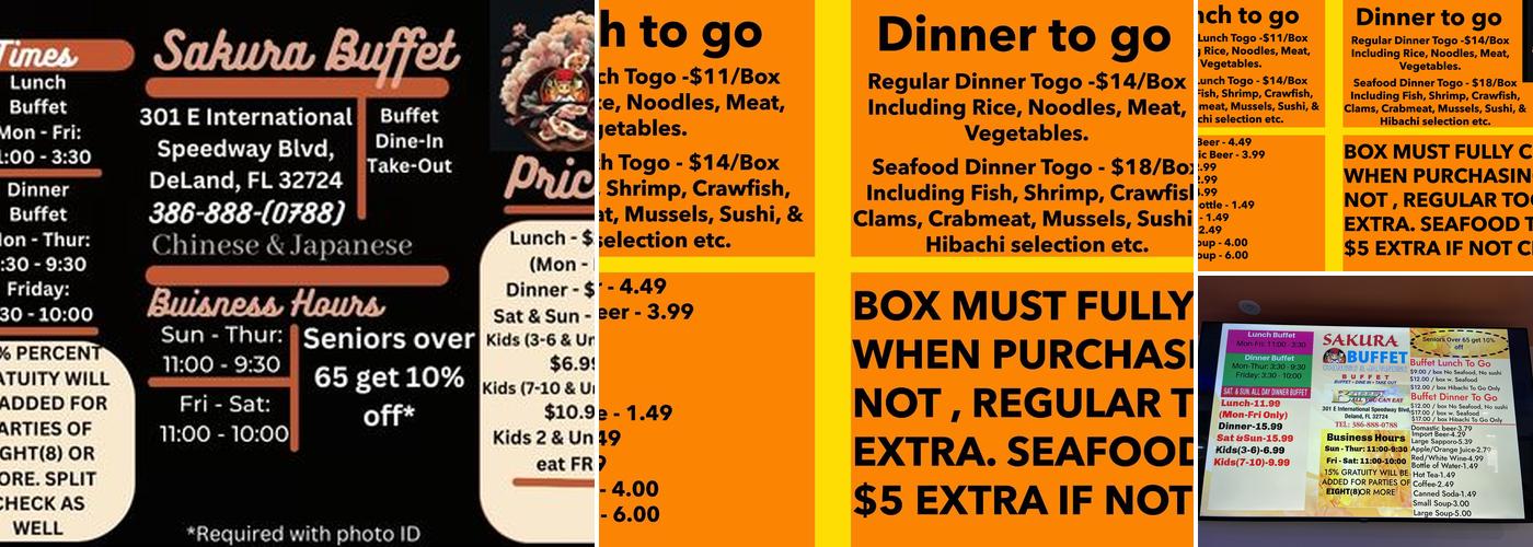 Sakura Buffet Menu