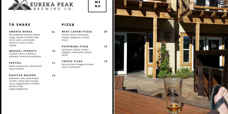 Eureka Peak Brewing Company Menu