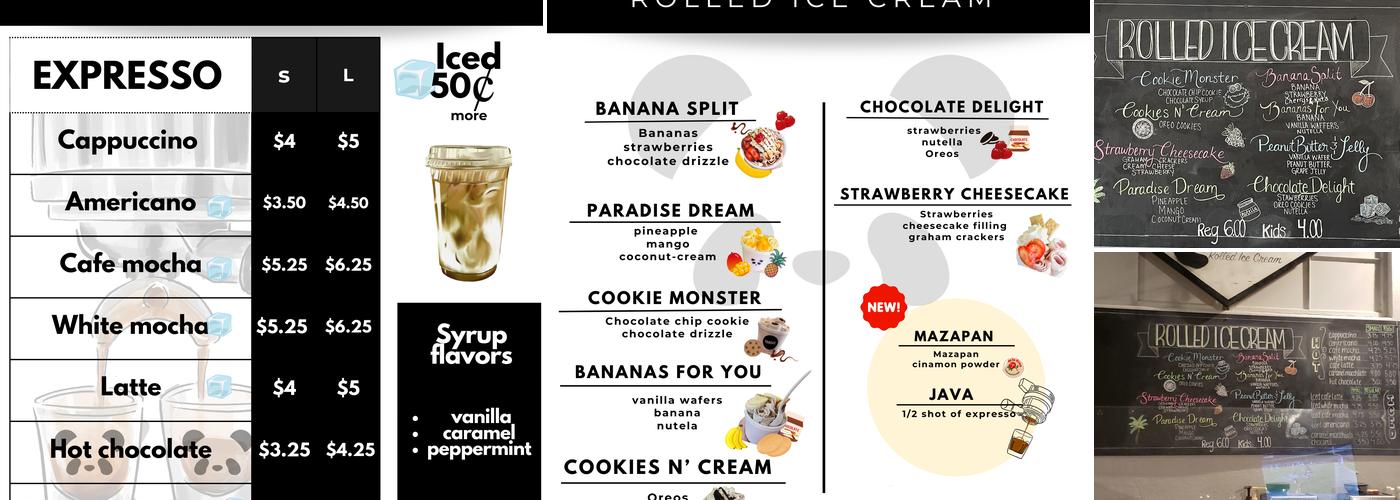 Panda's Rolled icecream Menu