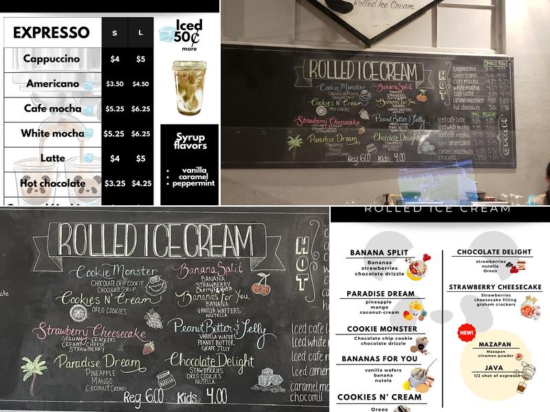 Panda's Rolled icecream Menu