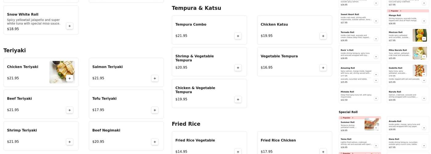 MIKA SUSHI Menu