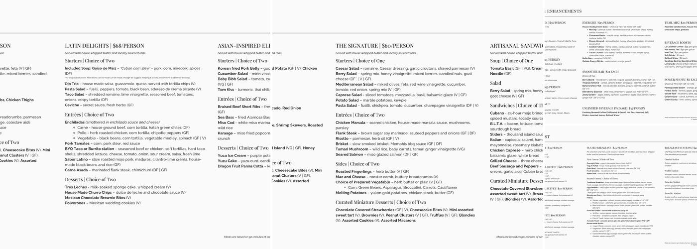 Cruise Room Menu