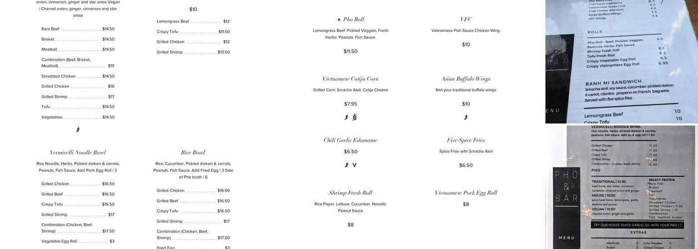 Pho & Bar Menu