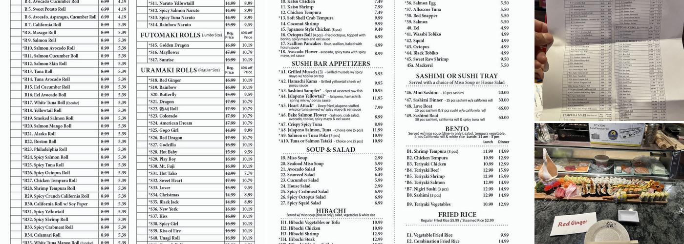 Red Ginger Menu