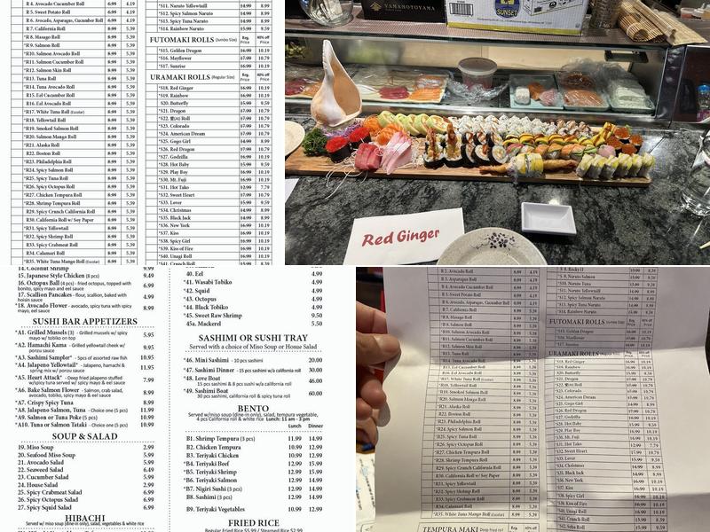 Red Ginger Menu