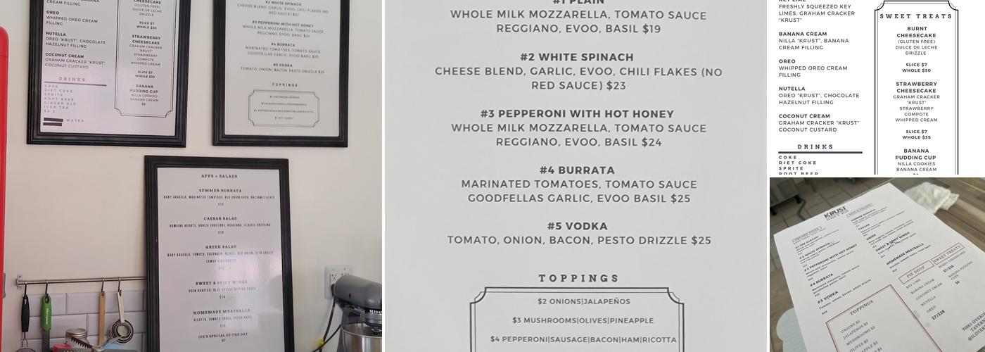 KRUST pizza & pies Menu