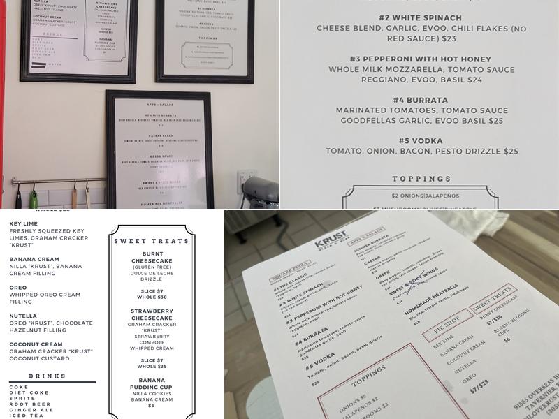 KRUST pizza & pies Menu