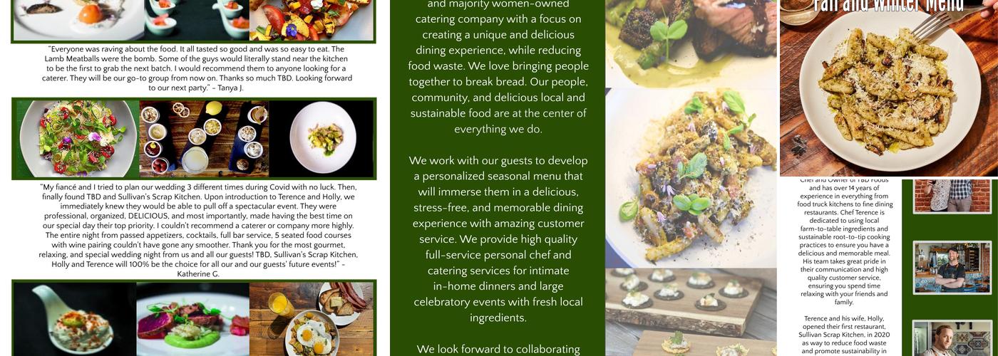TBD Foods- Personal Chef and Catering Menu