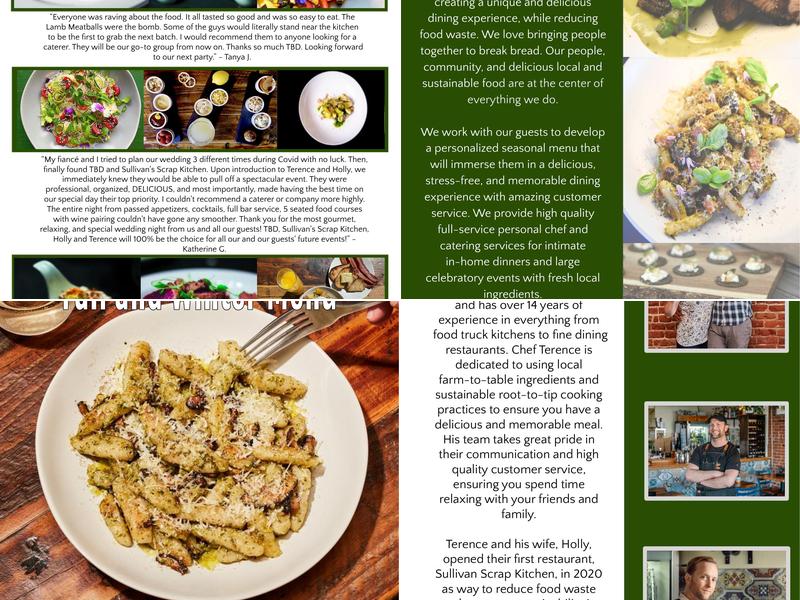 TBD Foods- Personal Chef and Catering Menu