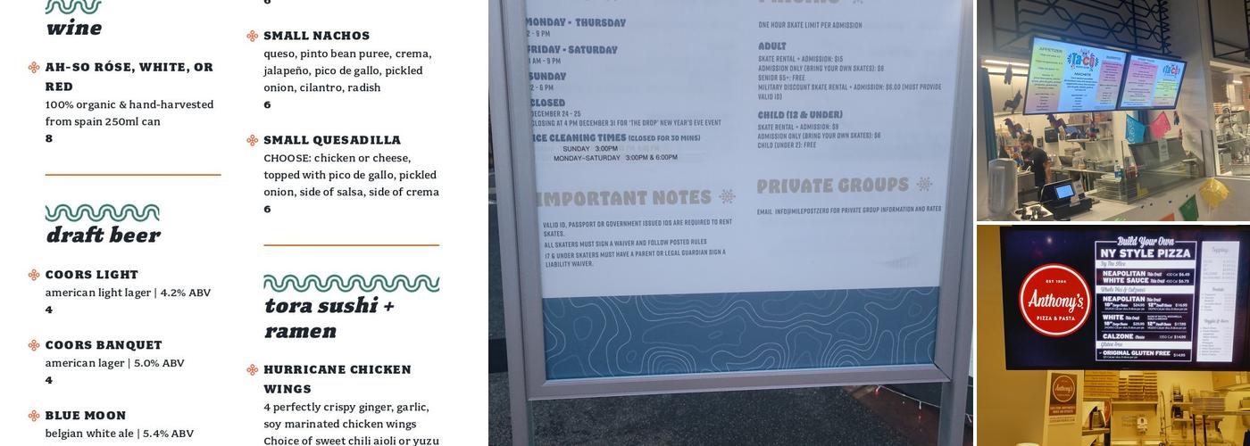 Milepost Zero Menu