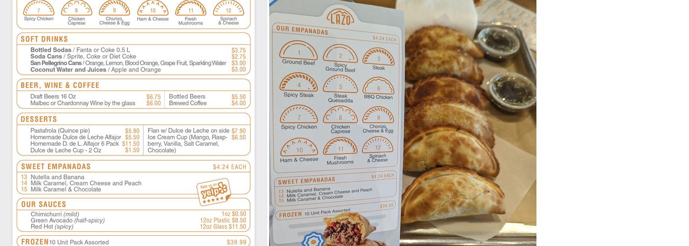Lazo Empanadas Junction F&D - Store #4 Menu