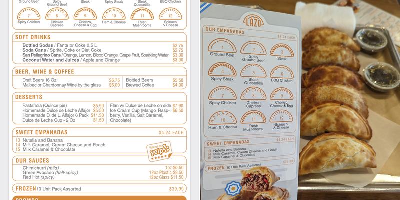 Lazo Empanadas Junction F&D - Store #4 Menu