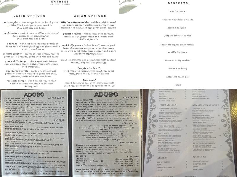 ADOBO Menu