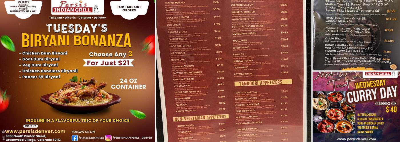 Persis Indian Grill Menu