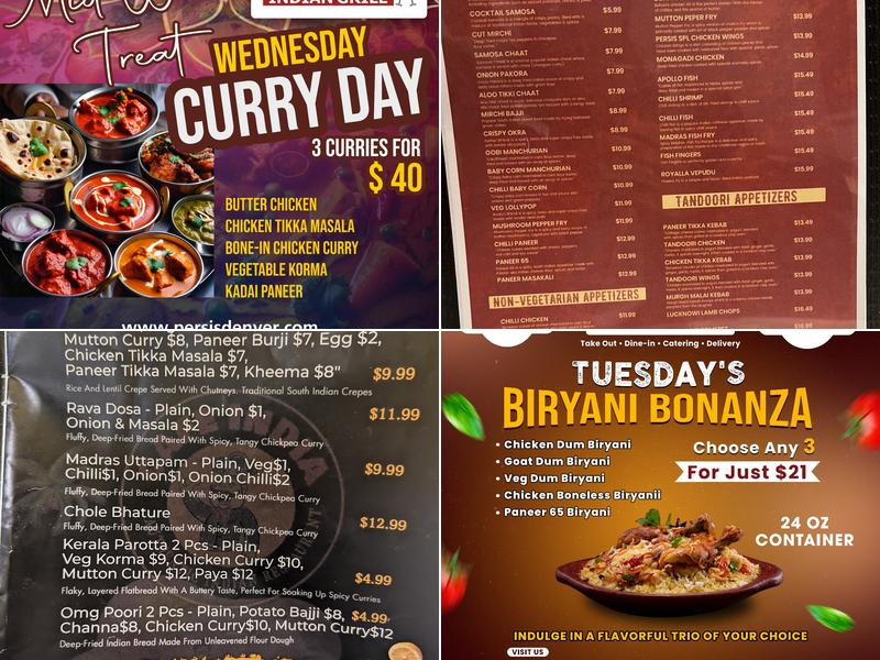 Persis Indian Grill Menu