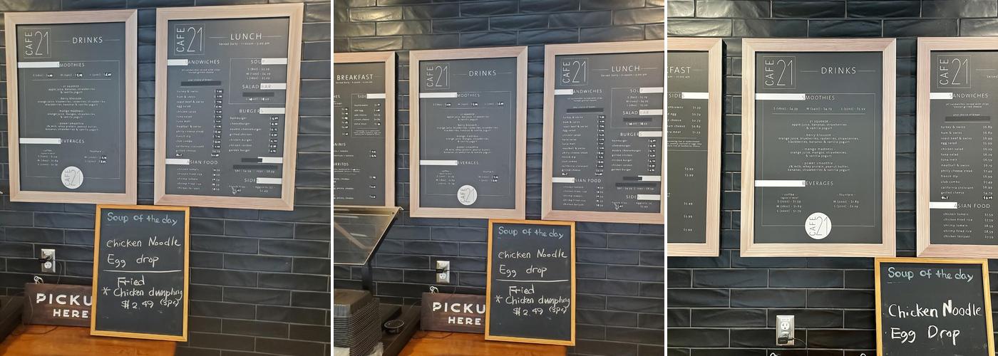 Cafe 21 Express Menu