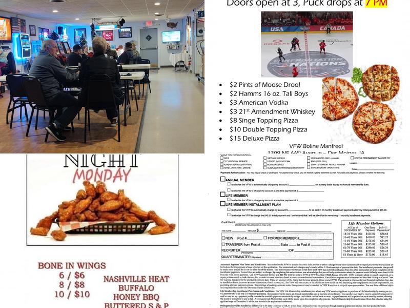 Veterans of Foreign Wars Menu