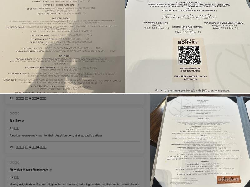 Westin Reflections Lounge Menu