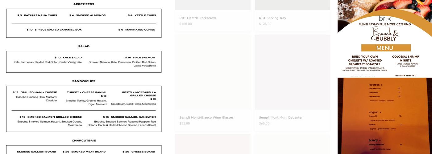 Brix Wine Menu