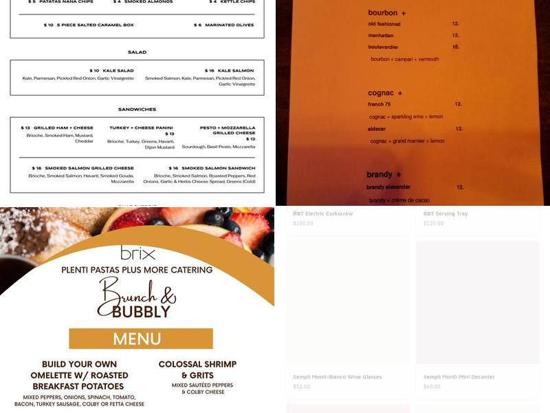 Brix Wine Menu
