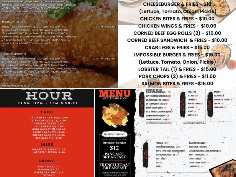 Lovelee Vibes Bar & Grill Menu
