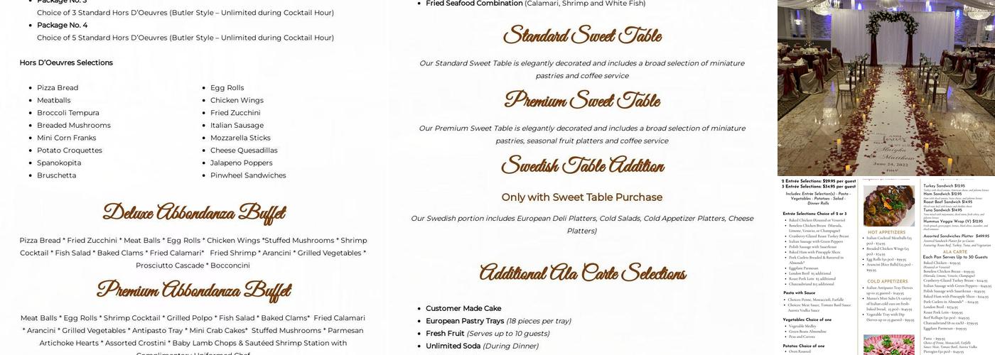Manzo's Banquets & Catering Menu