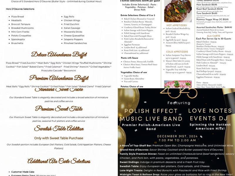 Manzo's Banquets & Catering Menu