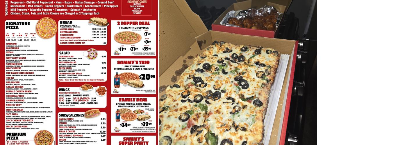 Sammy's Pizza Menu