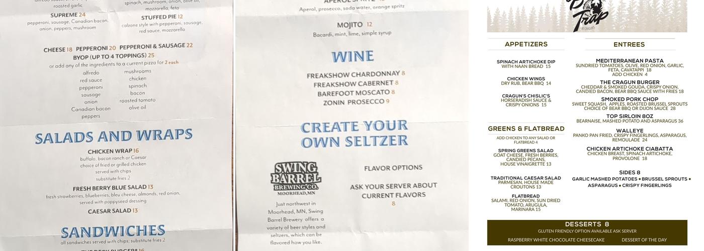 Above Deck Pizza Menu