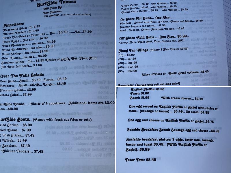 Surfside Tavern Menu