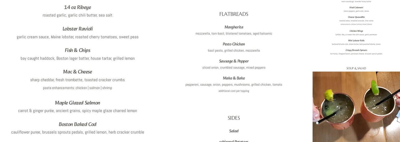 Wisteria Restaurant and Bar Menu