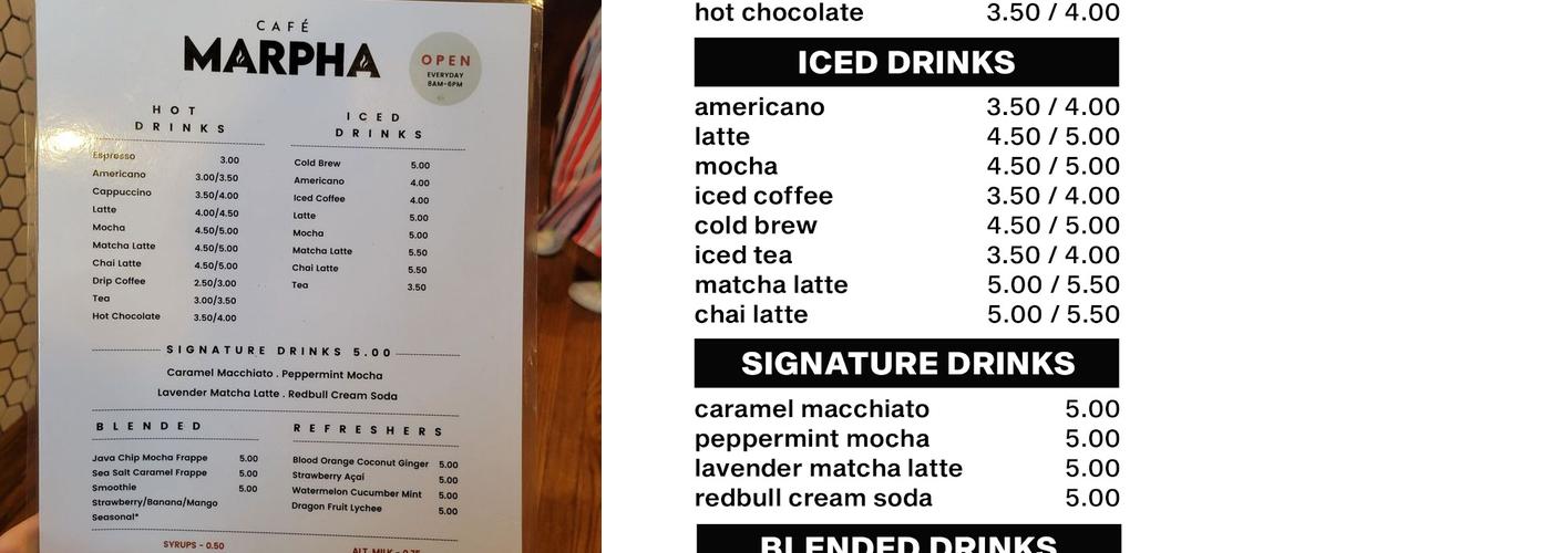 Cafe Marpha Menu