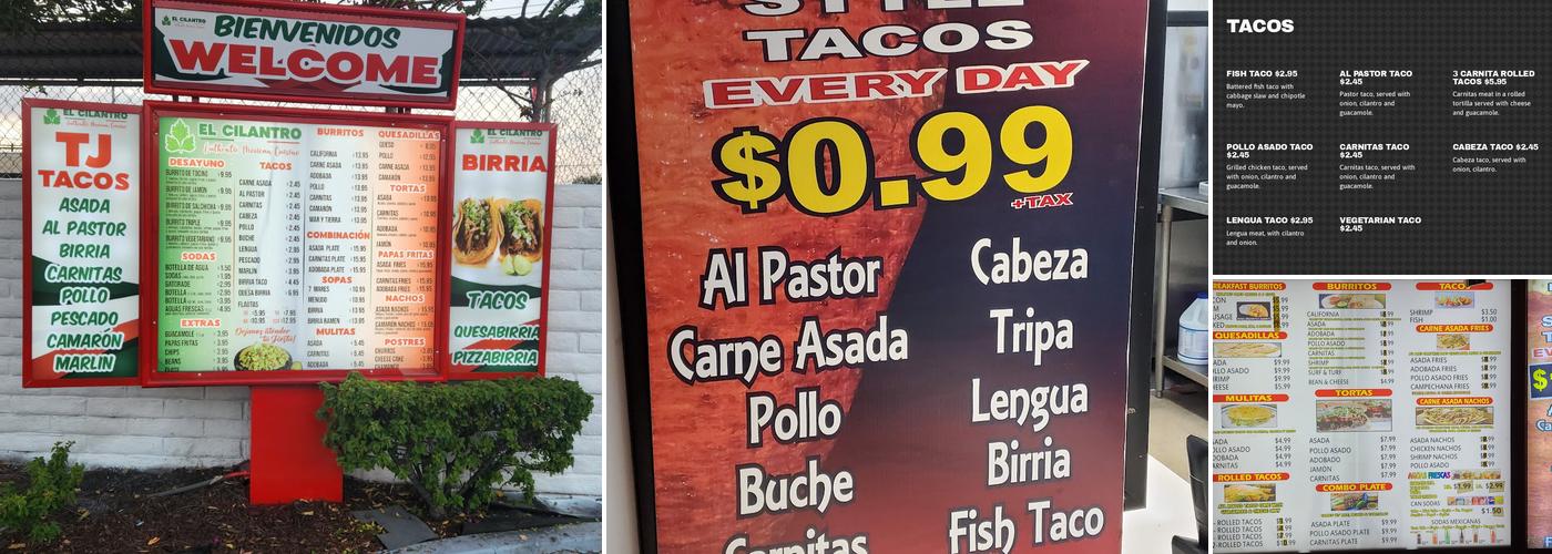 EL CILANTRO MEXICAN GRILL Menu