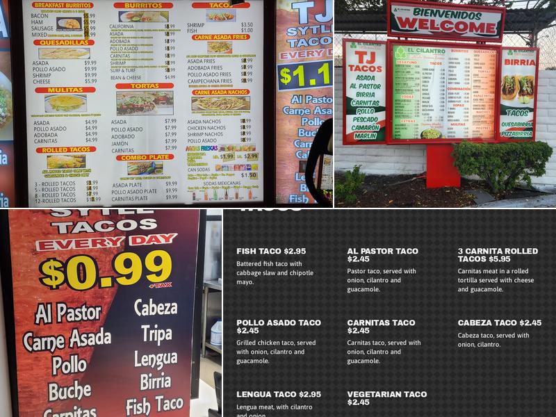 EL CILANTRO MEXICAN GRILL Menu