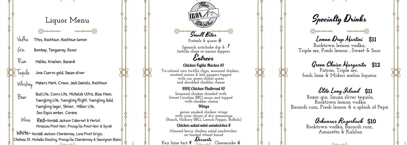 Iron Mountain Bar & Bistro Menu