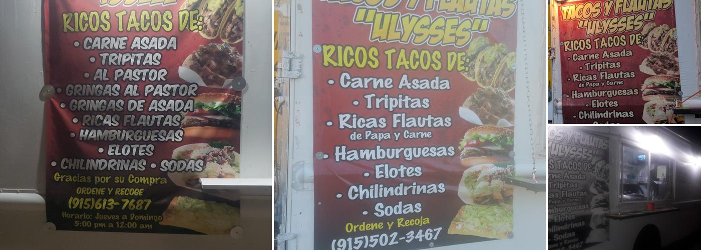 Ulysses Tacos y Flautas Menu