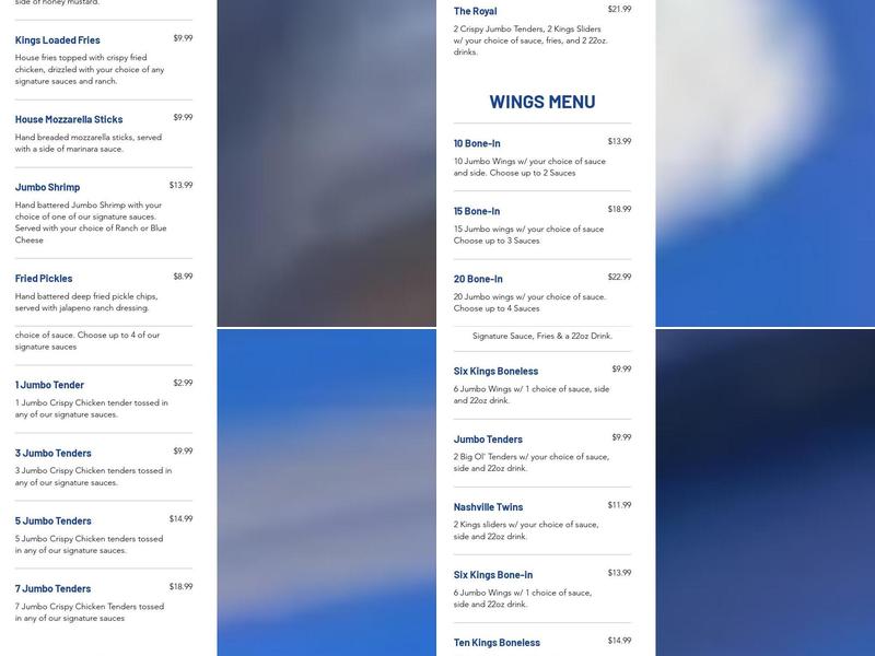 Wing Kings Menu