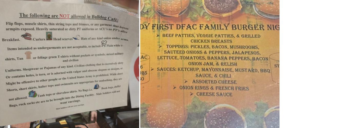 DFAC Menu