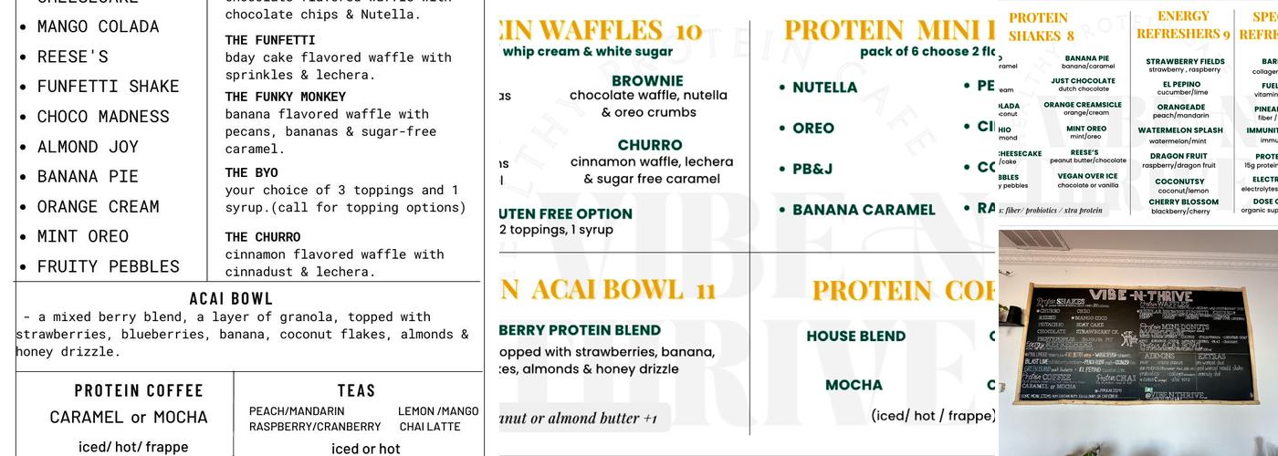 Vibe-N-Thrive Menu