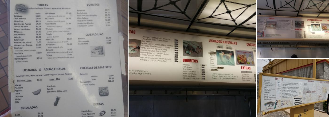 Tortas Rainbow Menu