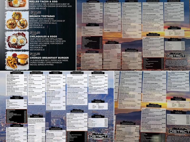 The District Pub & Kitchen Menu