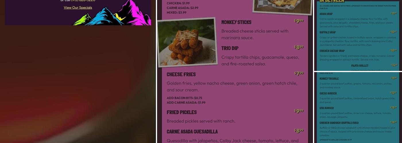 Monkey Rock Menu