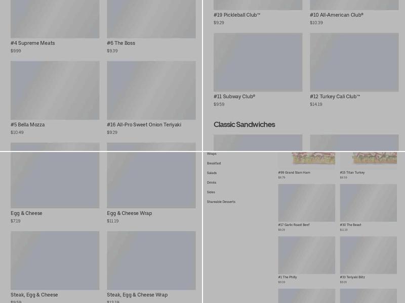 Subway Menu