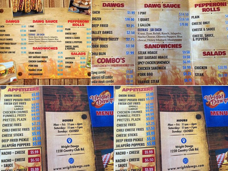 Wright Dawgs Menu