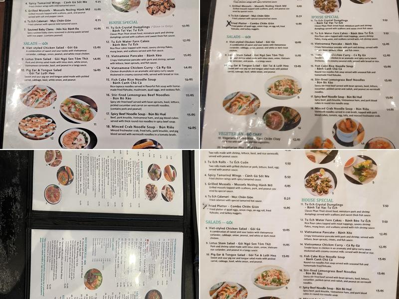 Pho Tu Ech Menu