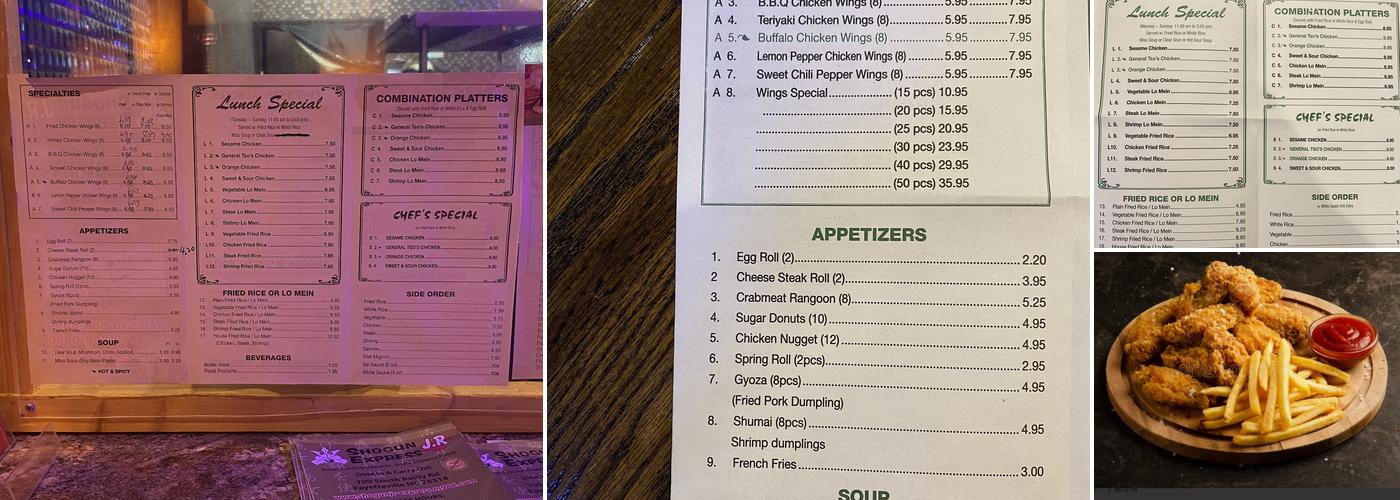 Shogun J. R Express Menu