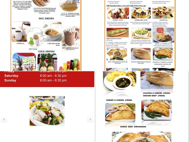 Viva Chile Cafe Menu