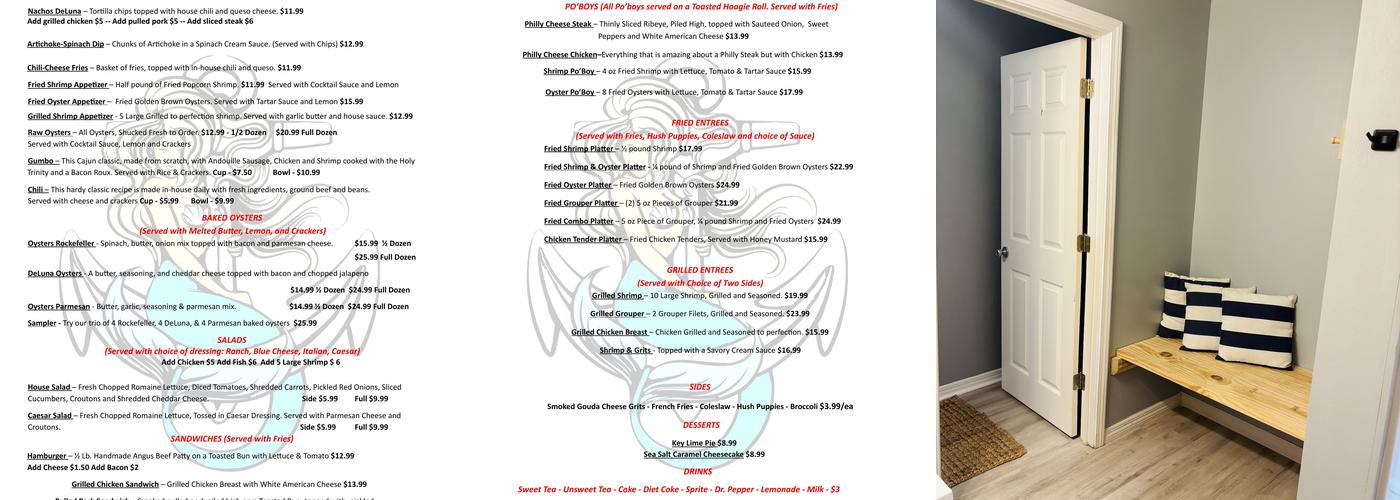 Swamphouse Marina Menu